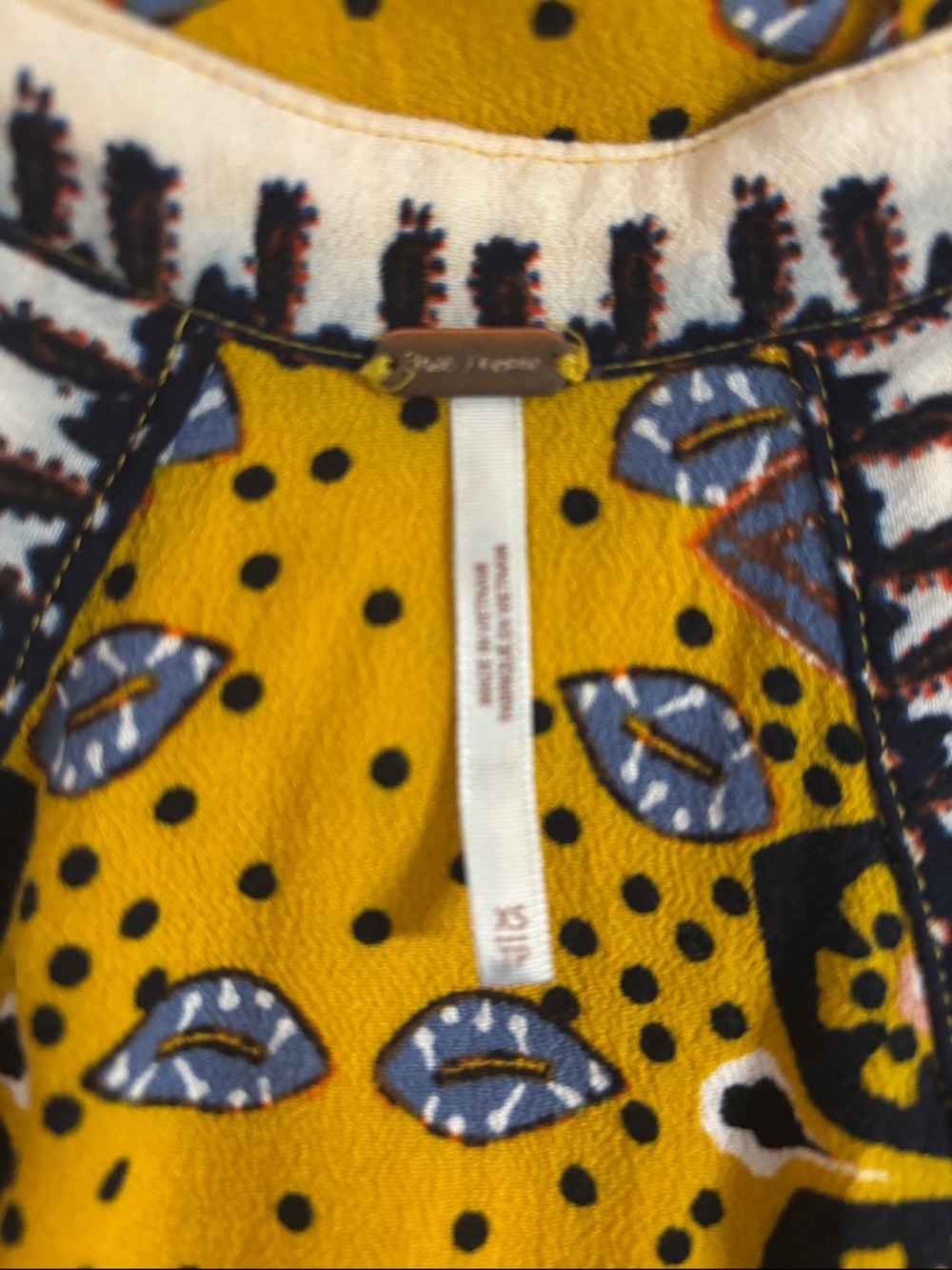 Free People V-Neck Mini Dress Mustard Yellow Size XS Boho Festival Trapeze - Picture 3 of 12